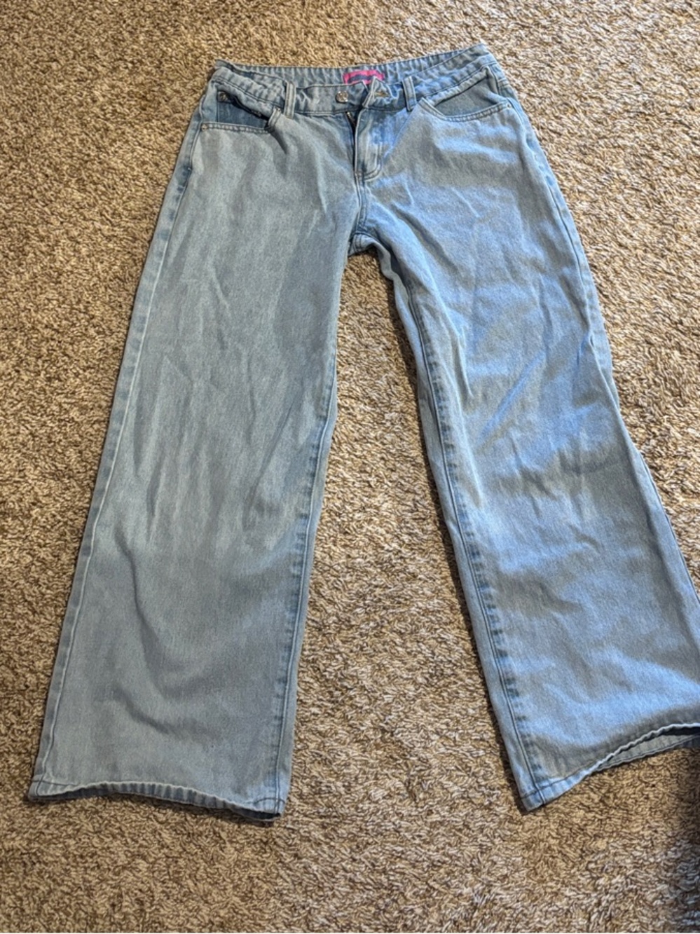 Edikted Low-rise Light Blue Wide Leg Jeans